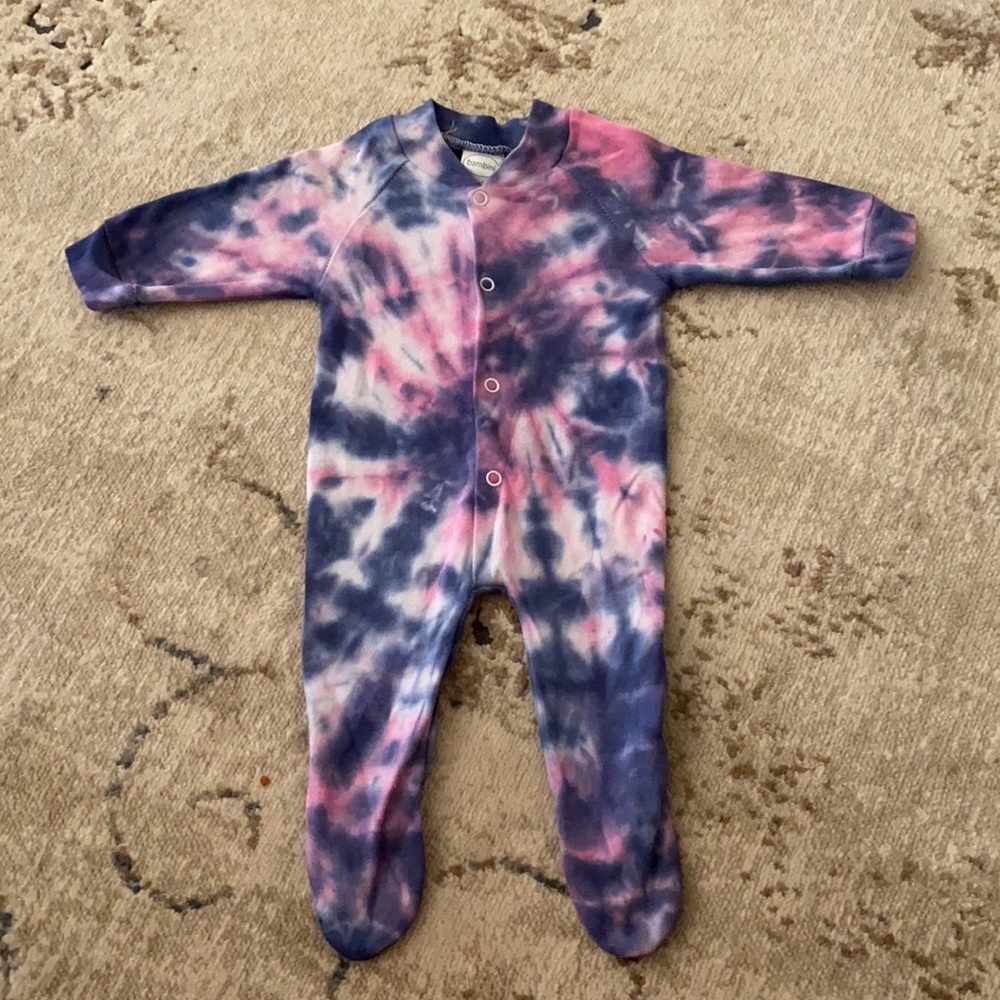 Pink and navy footed pajamas